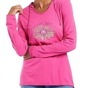 Life is Good Pink Long Sleeve Hooded T-Shirt